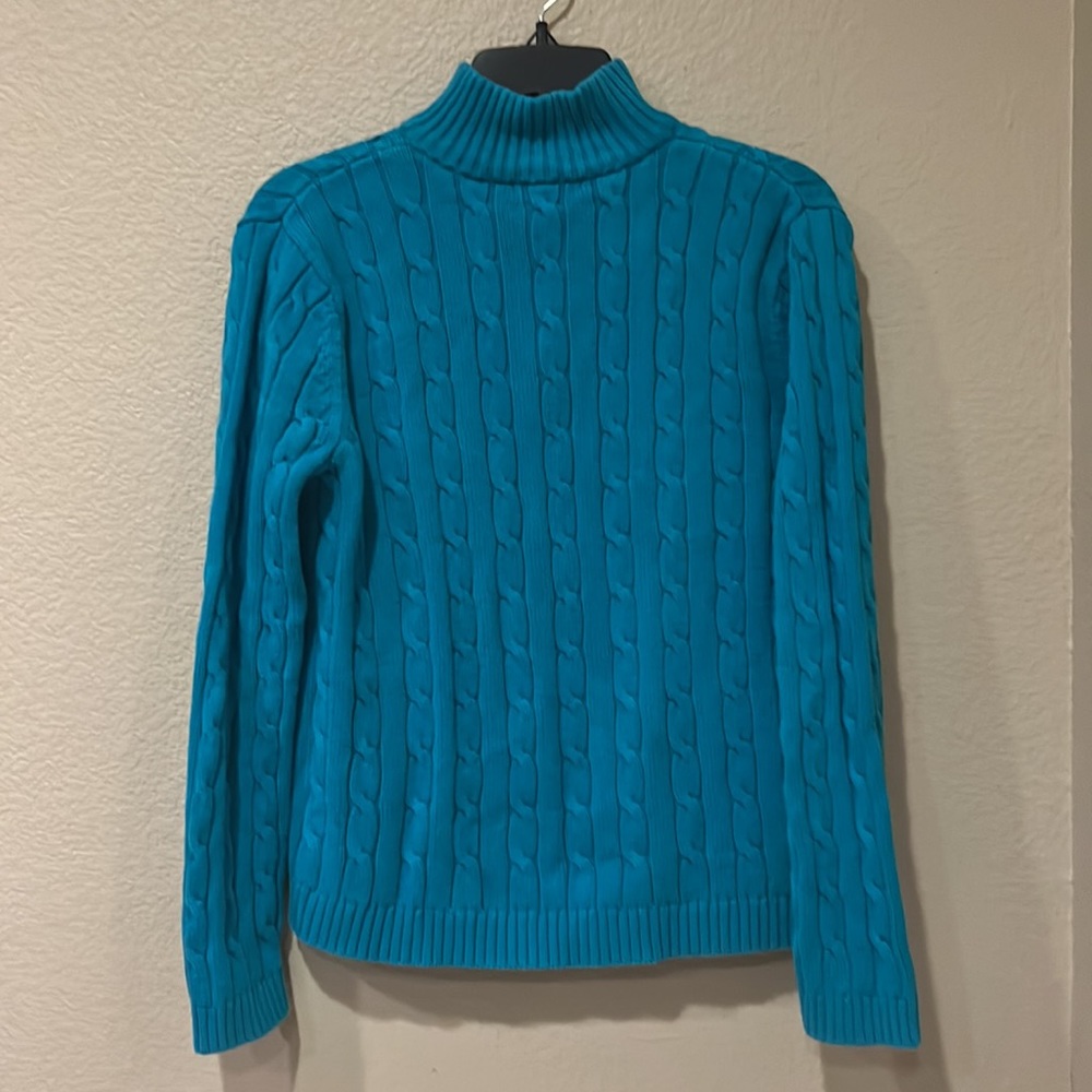 Chaps Blue Chunky cable Knit Sweater sz M - Picture 2 of 5